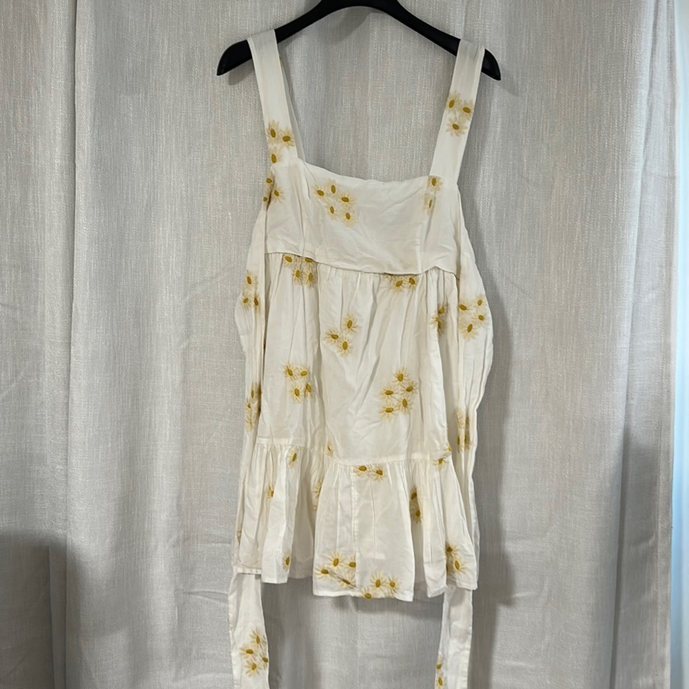Urban outfitters white sun dress with flowers. Size M.